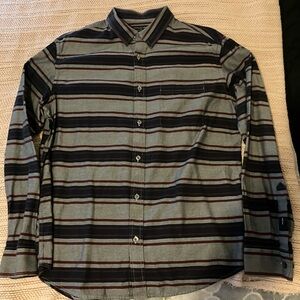 Banana Republic Men's Gray and Black Striped Shirt